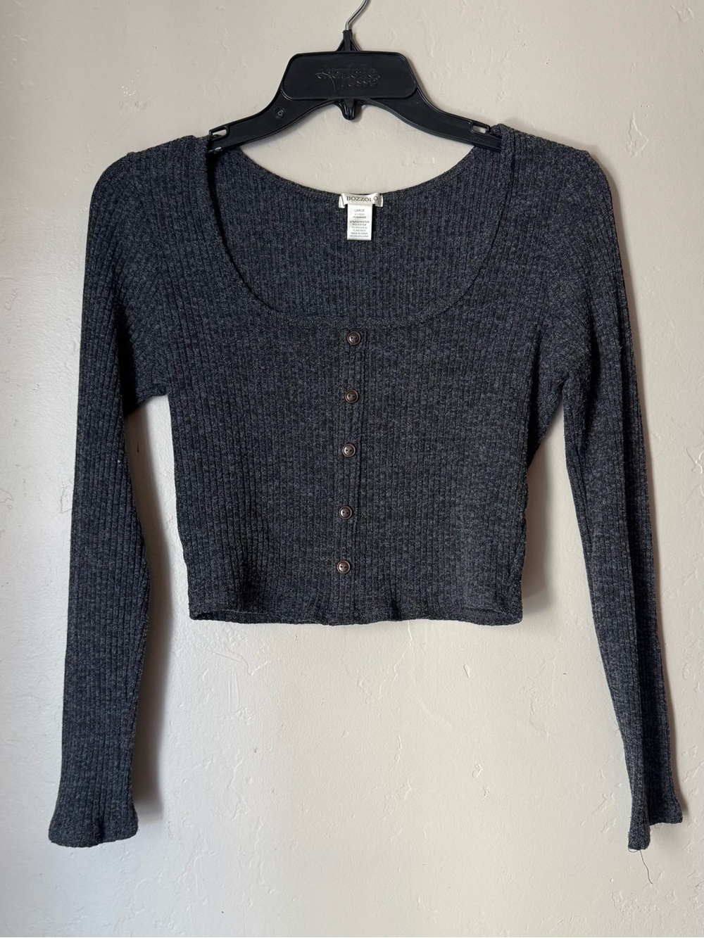 Gray Long Sleeve Crop Top